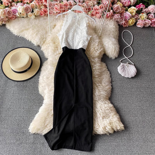 Halterneck lace sexy dress sleeveless fashionable dress S4268