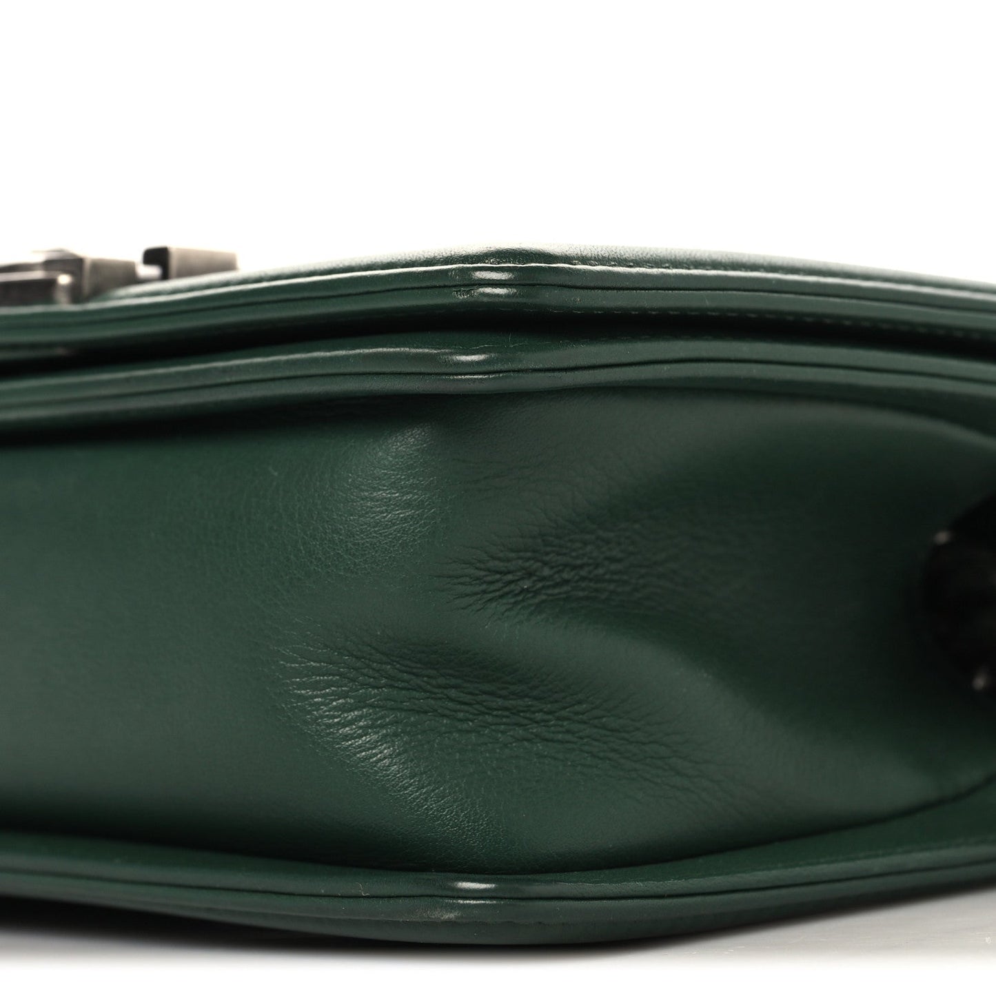 Calfskin Chevron Quilted Small Boy Flap Green