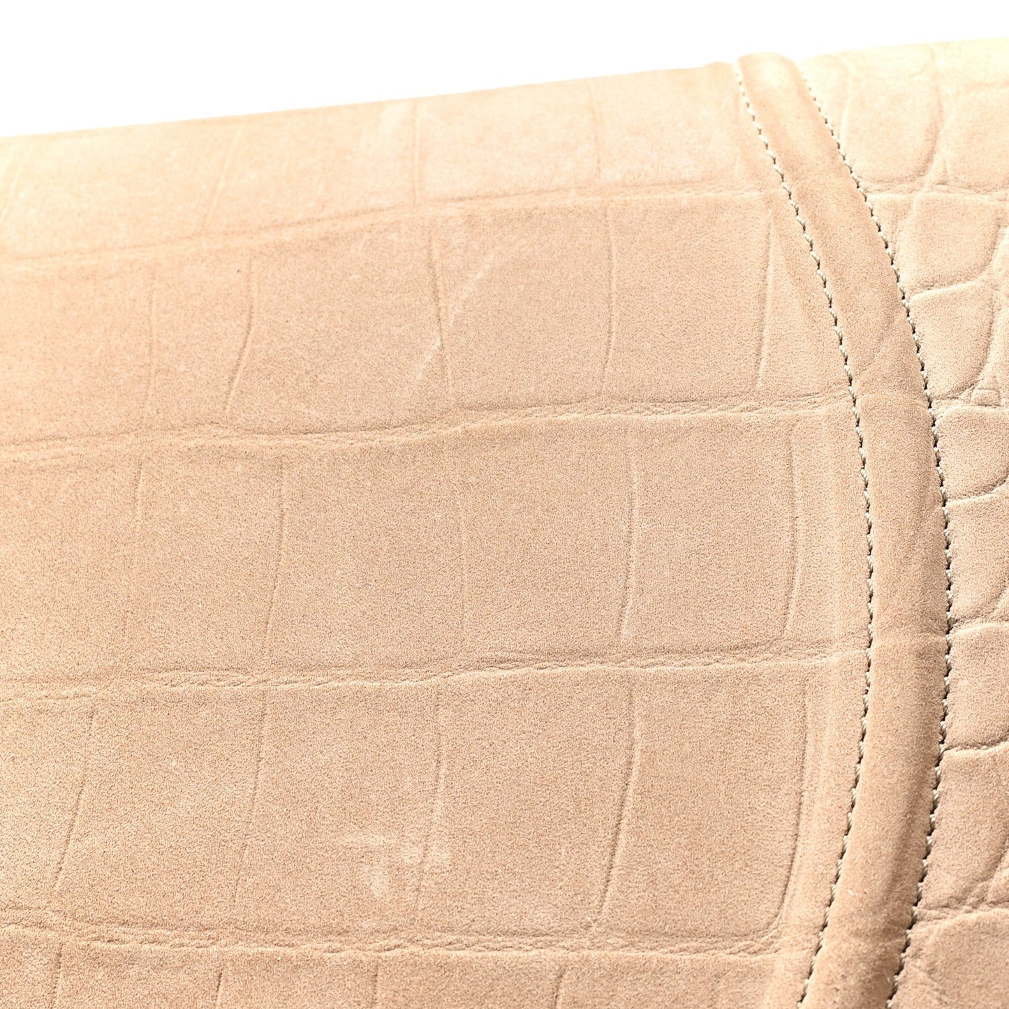 Crocodile Embossed Nubuck Medium Phantom Luggage Beige
