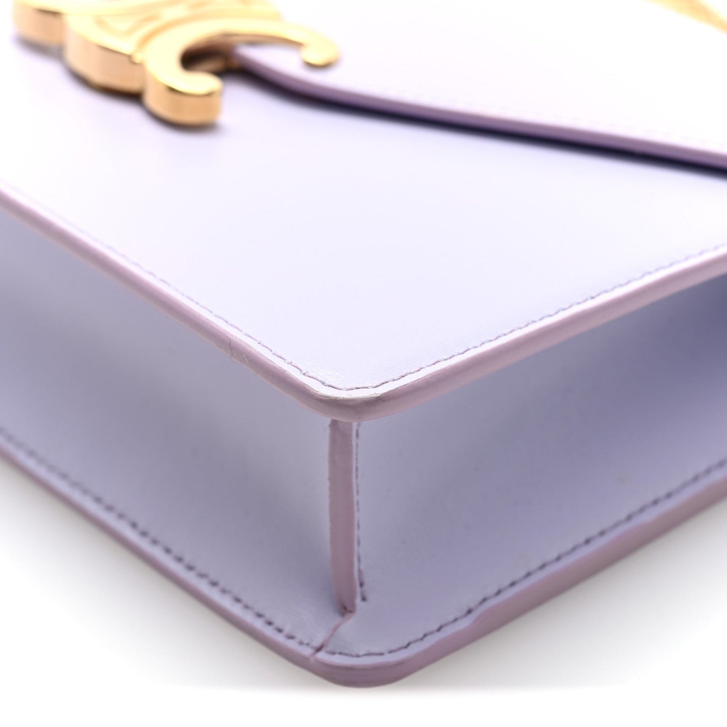 Shiny Calfskin Triomphe Margo Wallet on Chain Light Lavender