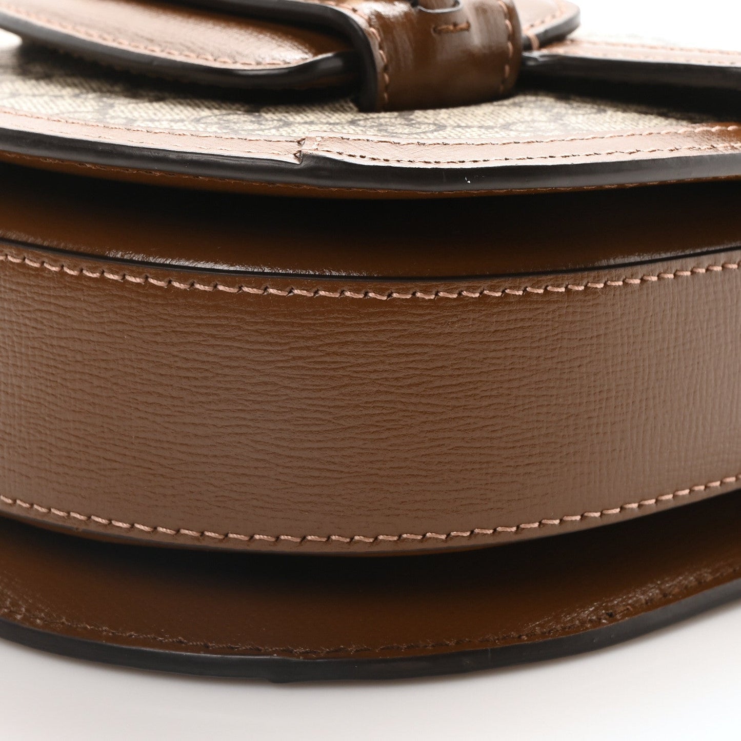 GG Supreme Monogram Mini Horsebit 1955 Rounded Shoulder Bag Beige Brown Sugar