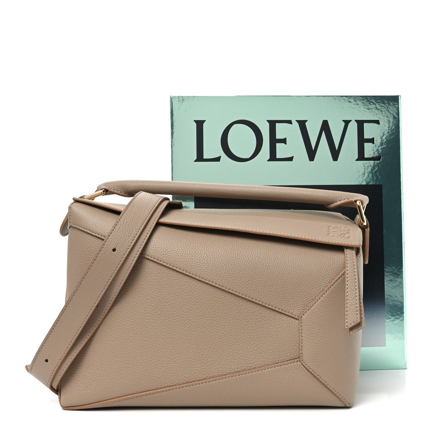 Calfskin Large Puzzle Edge Bag Sand