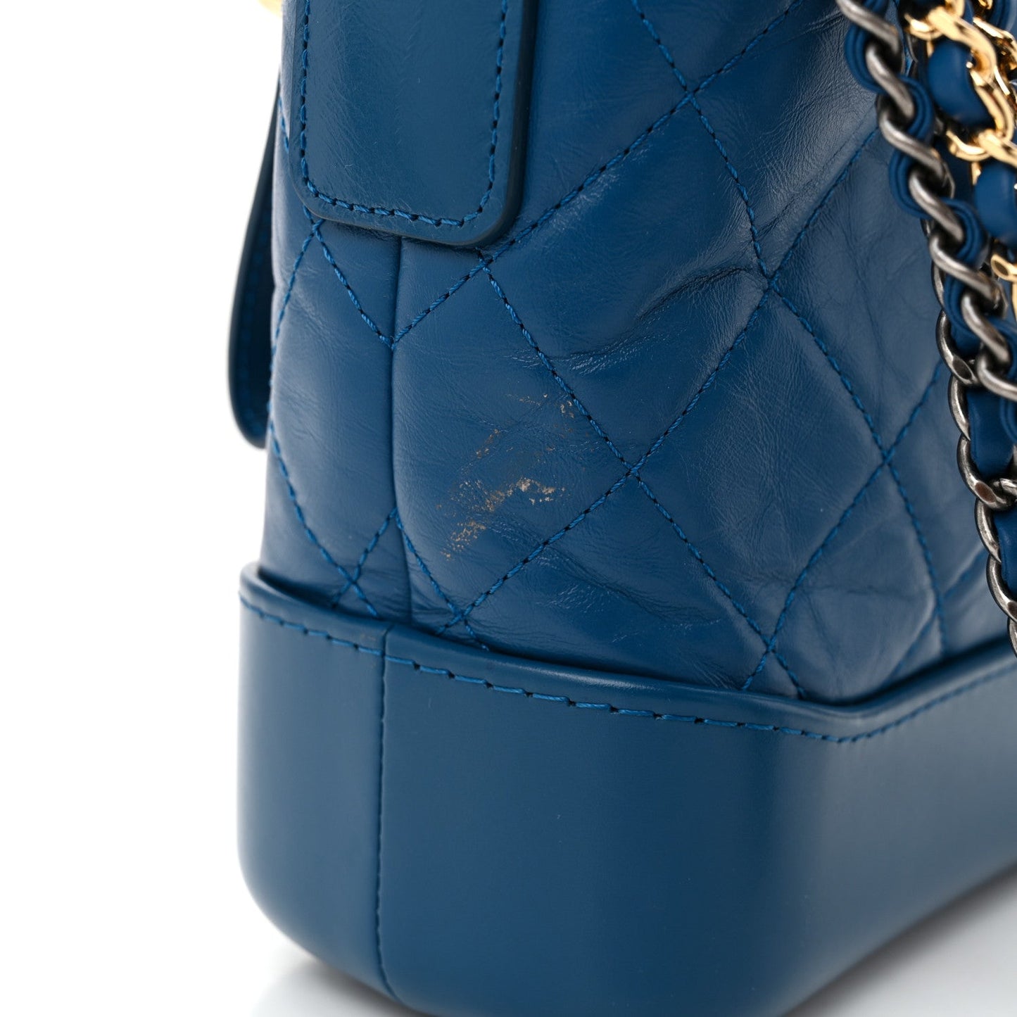 Aged Calfskin Quilted Small Gabrielle Hobo Blue