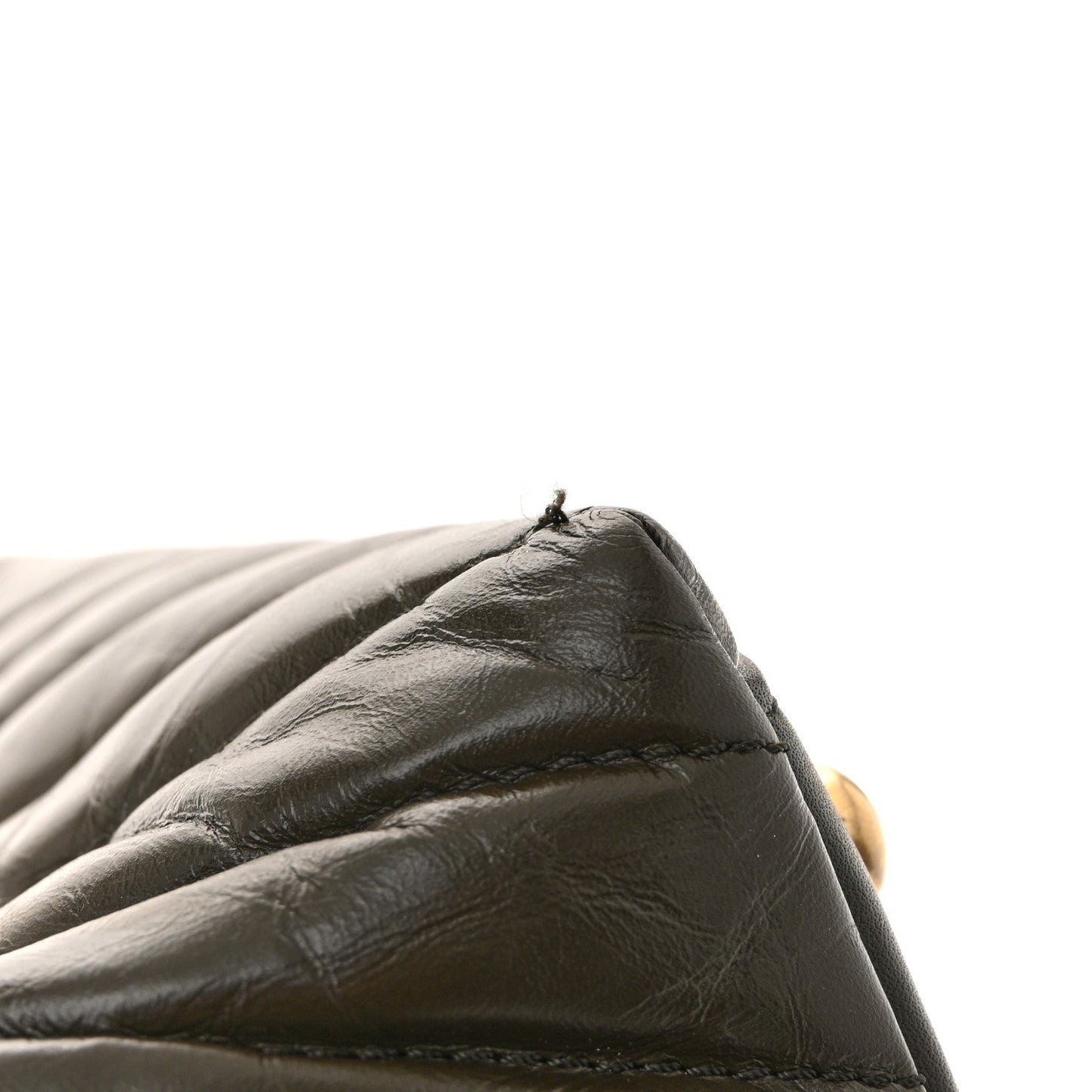 Calfskin Chevron Quilted Medium Coco Handle Flap Green
