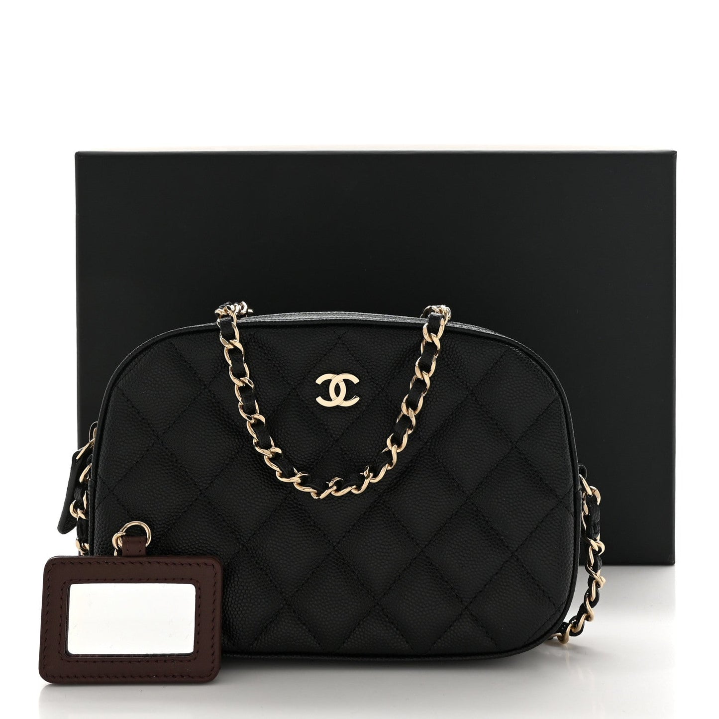 Caviar Quilted Vanity With Chain Black