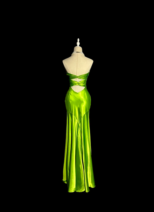 Green strapless fitted waist slim hip long sexy ball gown R8103