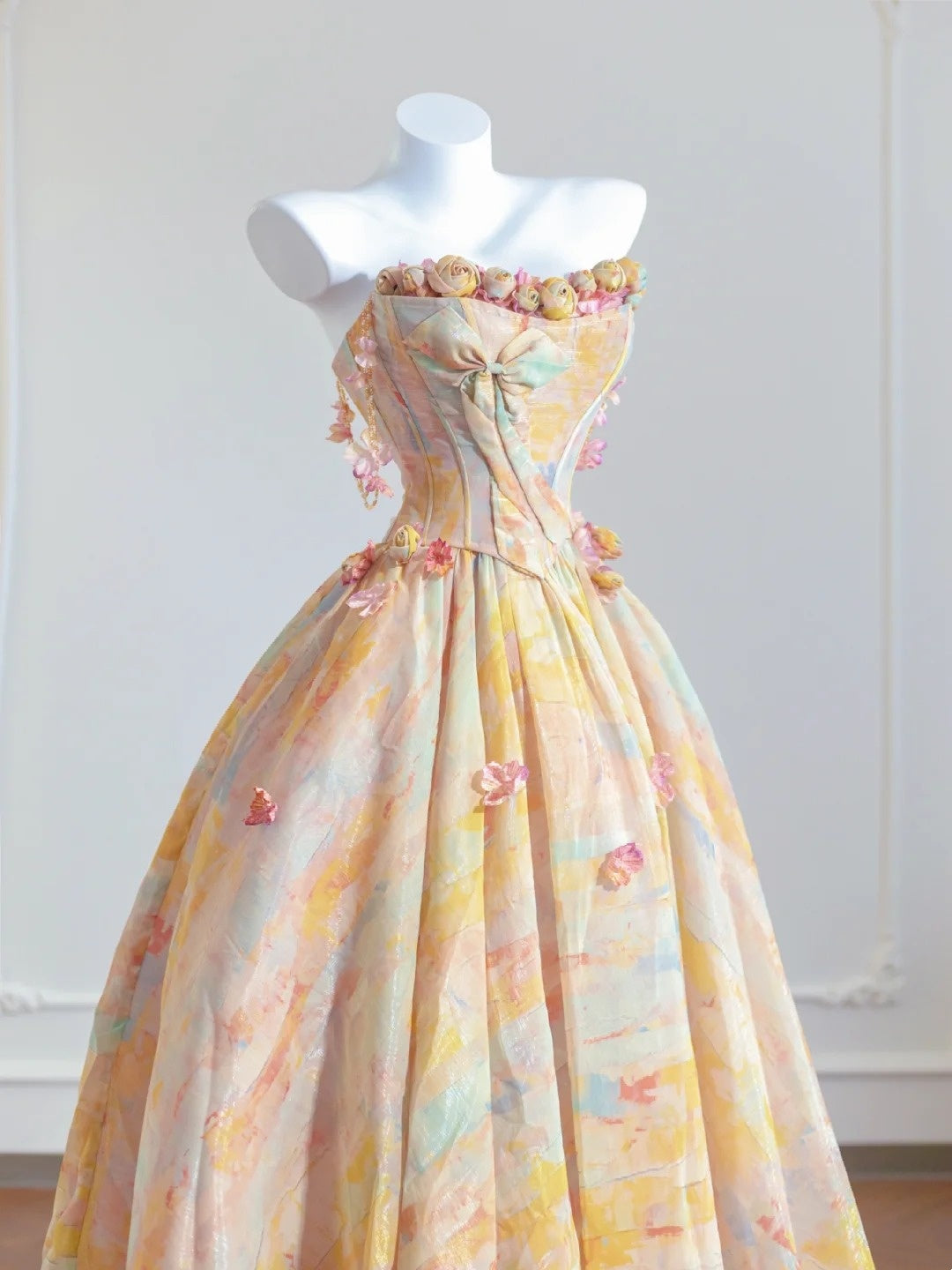 Colorful Prom Dress A Line Sweetheart Pleated Print Evening Dress Quinceanera Dress Ball Gown D3362