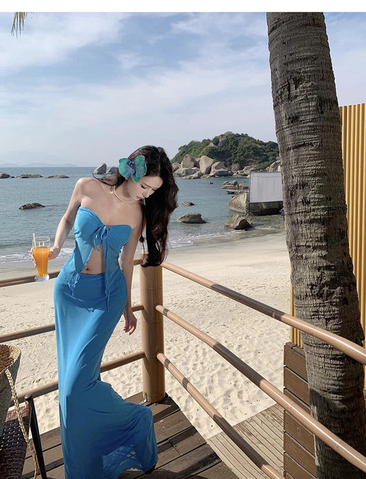 A Line Blue Long Stunning Evening Gown Party Prom Dress S7269