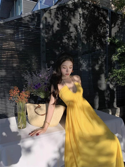 A Line Yellow Long Stunning Evening Gown Party Prom Dress S7282