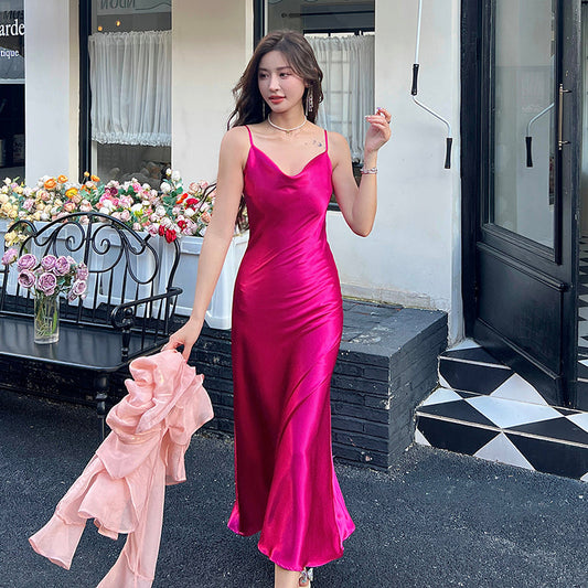 High-grade triacetate suspender dress exquisite dress lady temperament dress slim fit R0986