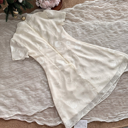 Jacquard cheongsam skirt new Chinese style dress waist a-line temperament skirt R2021