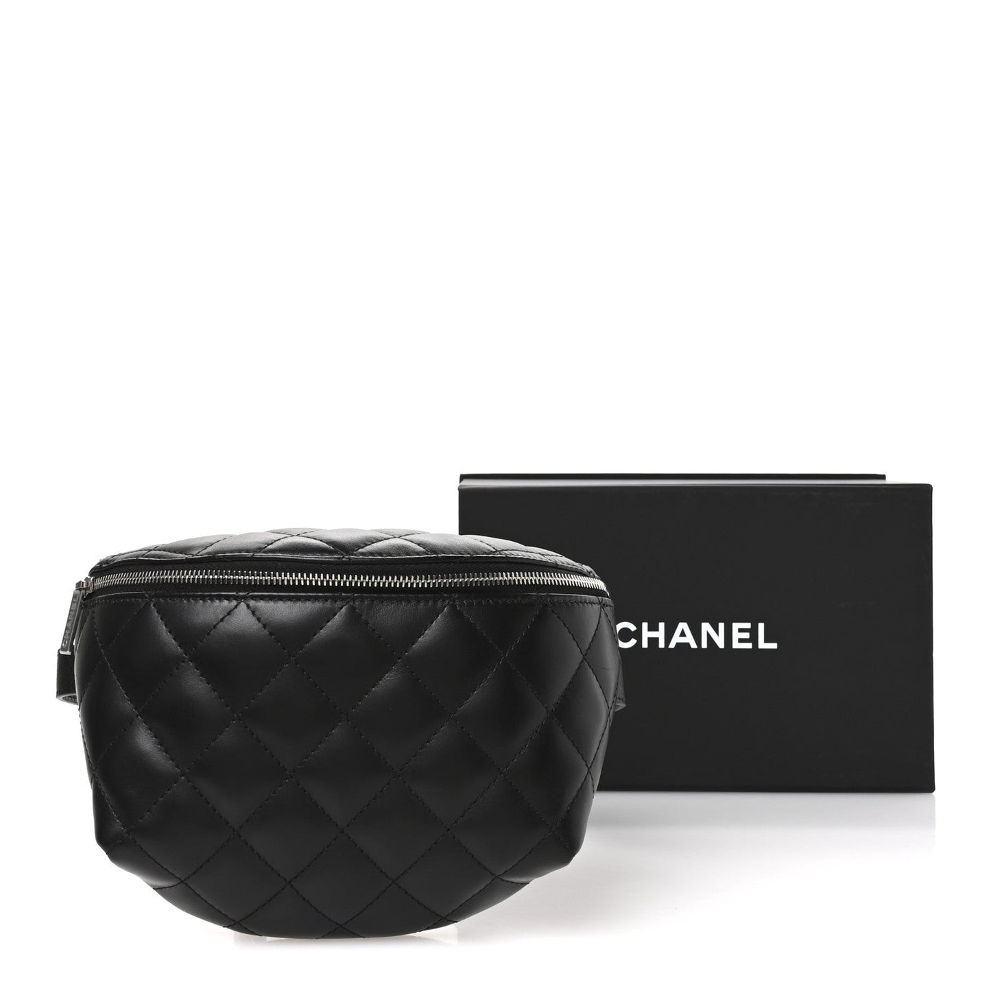 Calfskin Quilted Waist Belt Bag Black