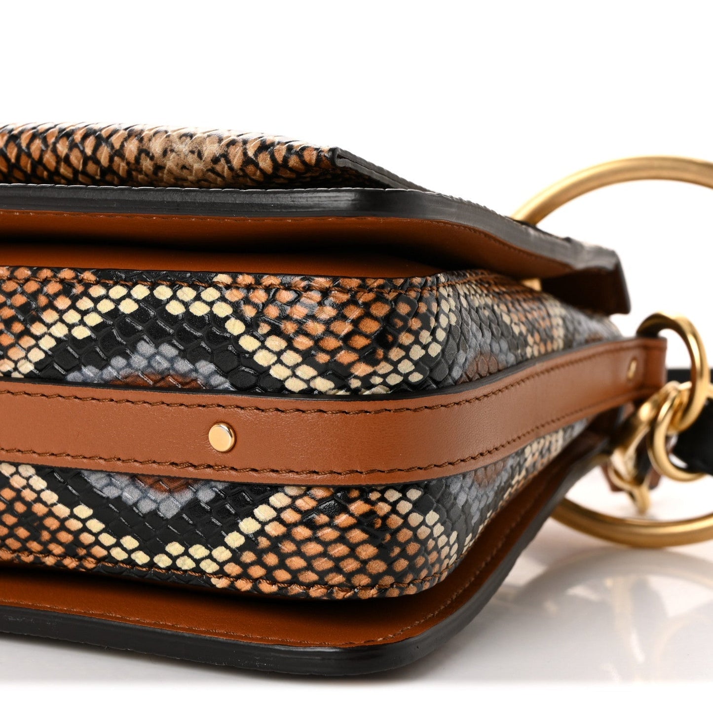 Calfskin Snakeskin Embossed Small Roy Bag Multicolor