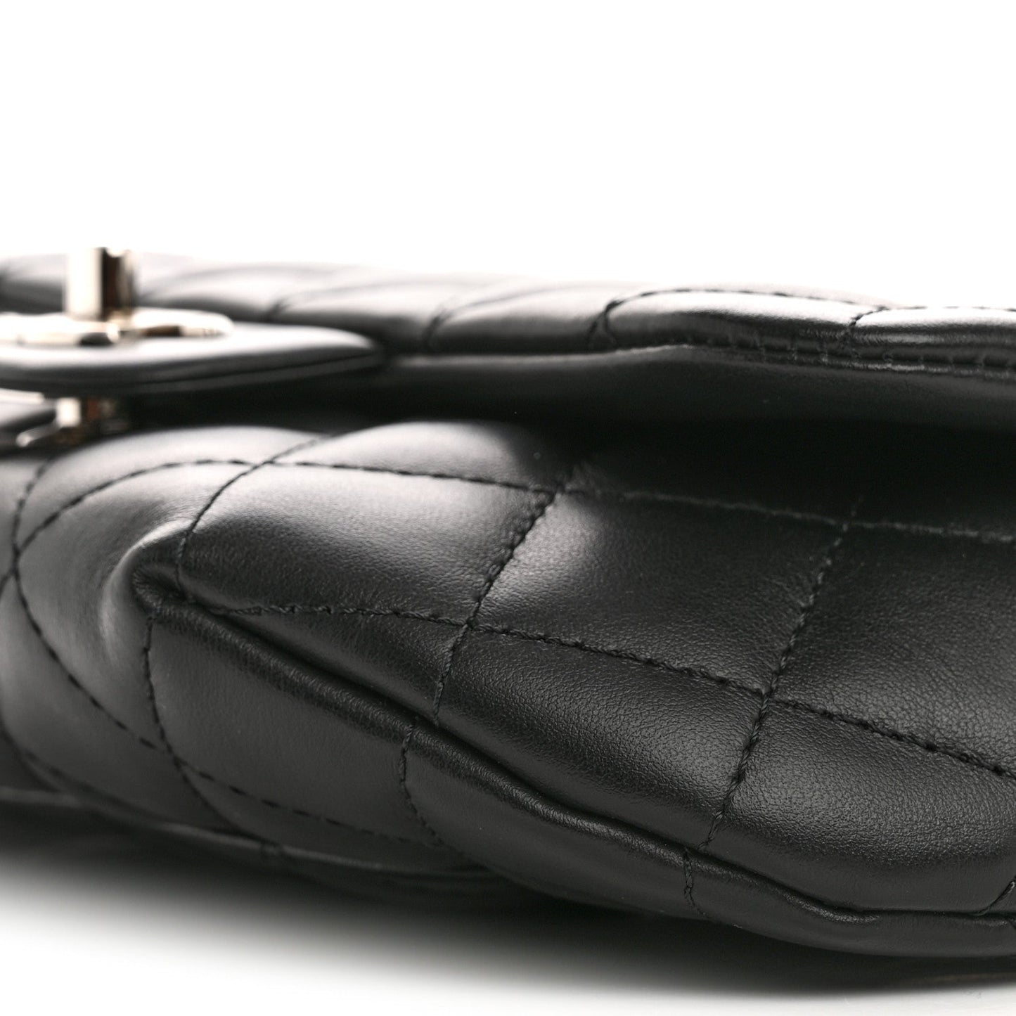 Calfskin Quilted CC Uniform Flap Belt Bag Black