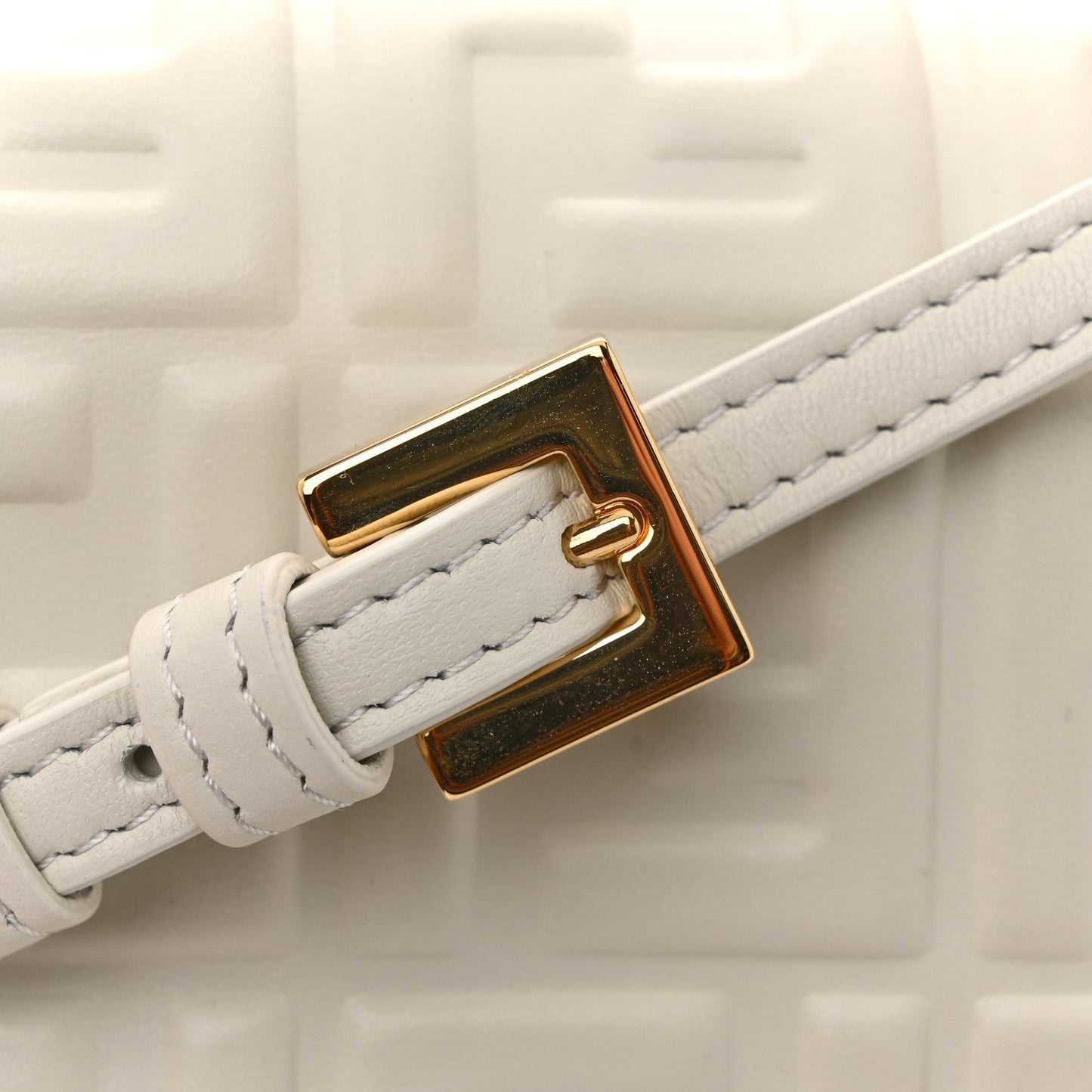 Nappa Matisse FF Embossed Wallet On Chain Baguette White