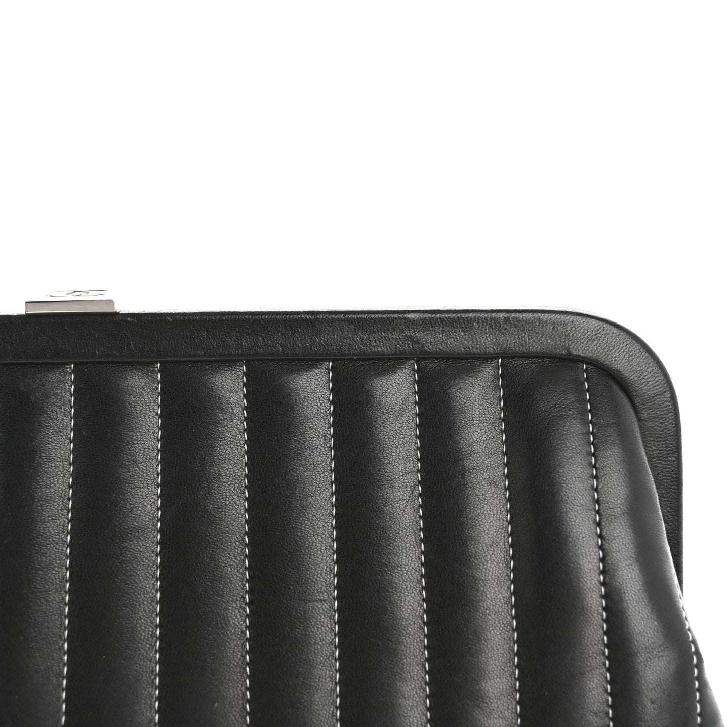 Lambskin Vertical Quilted Mademoiselle Clutch Black