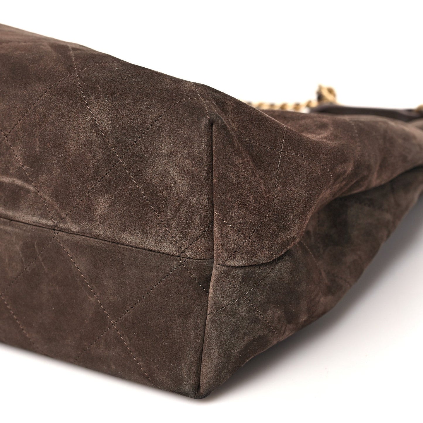 Suede Calfskin Lambskin Quilted Maxi Hobo Dark Brown