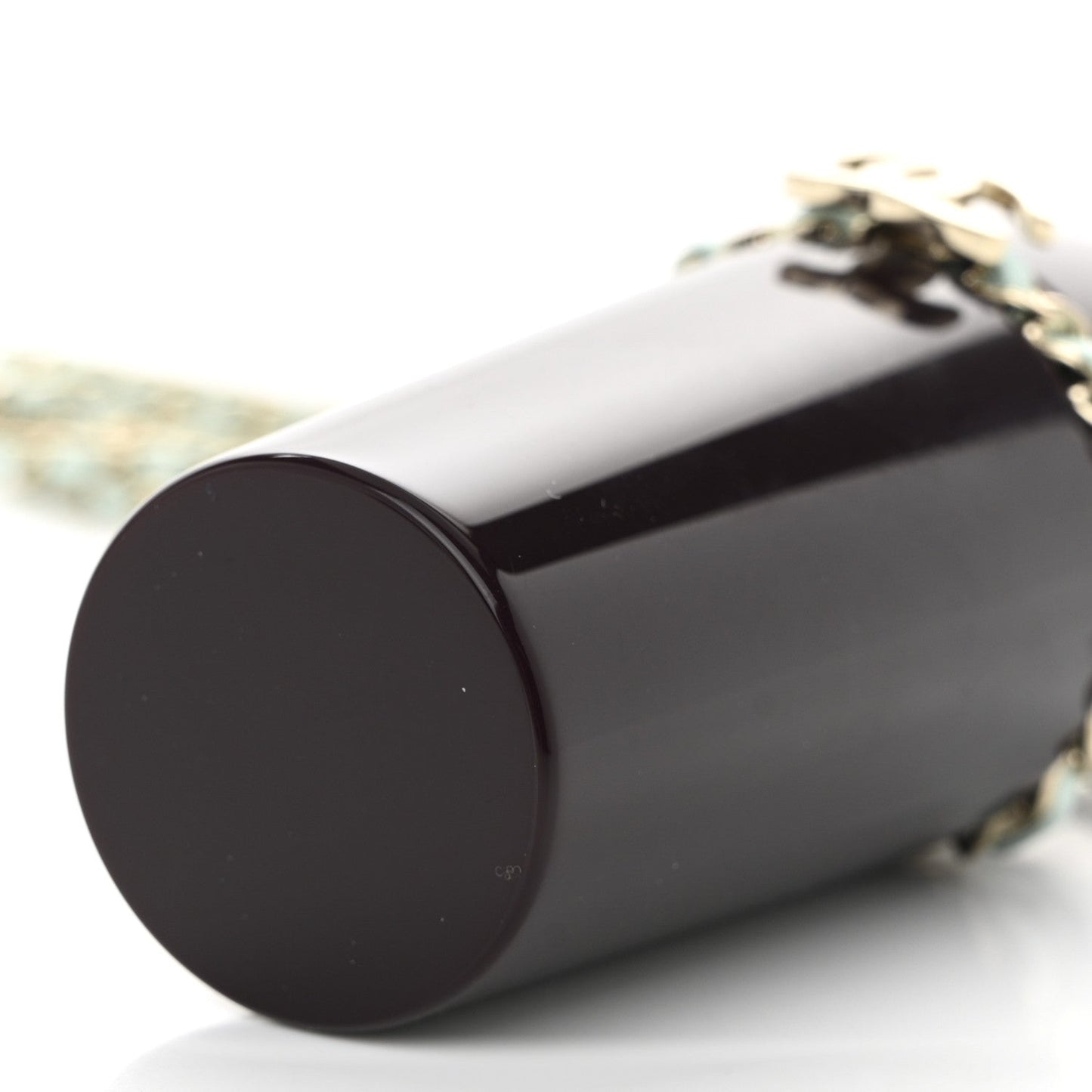 Lucite Lipstick Case On Chain Burgundy Blue