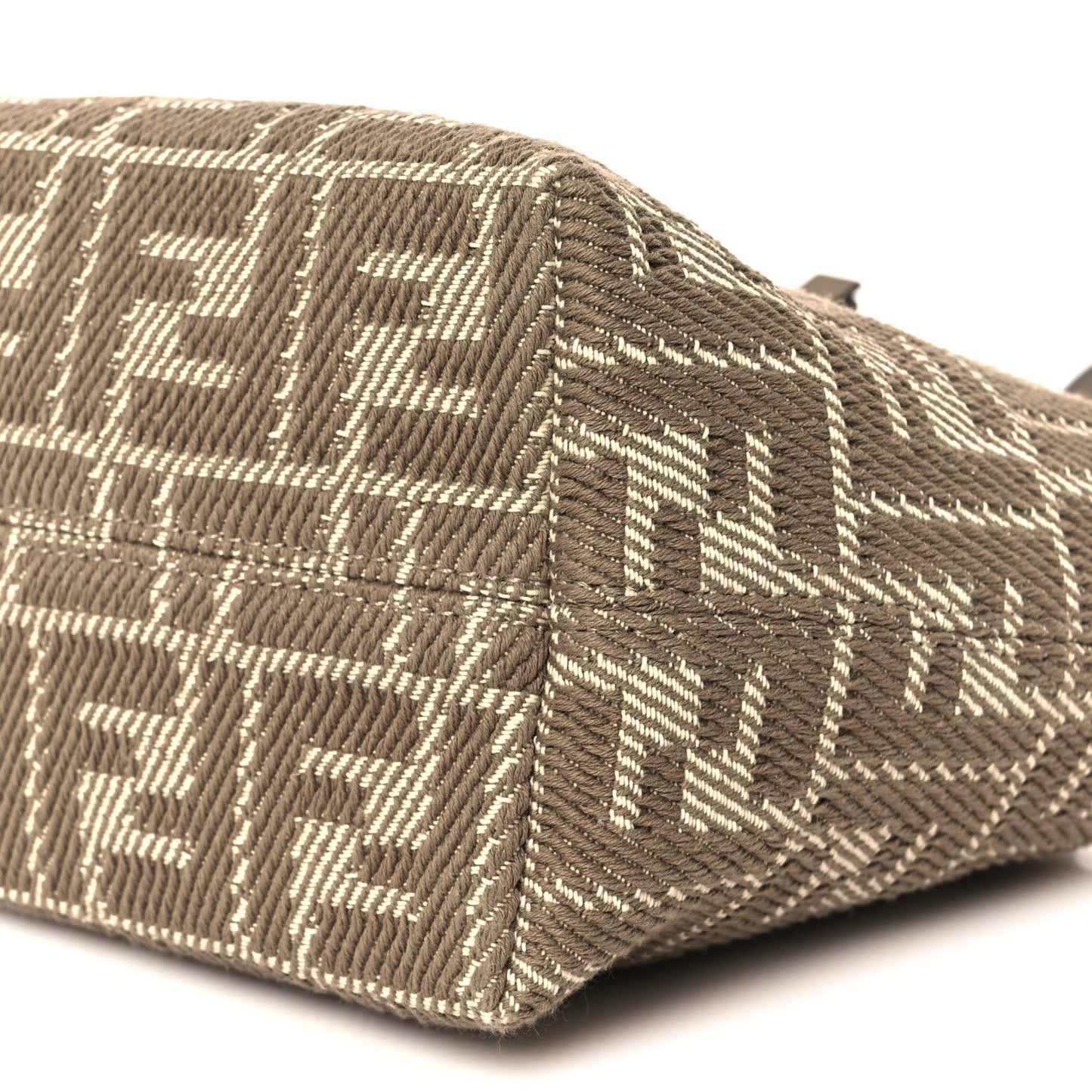 Denim Jacquard FF Effect Vitello Grace Mini Roll Tote Dove White Dove