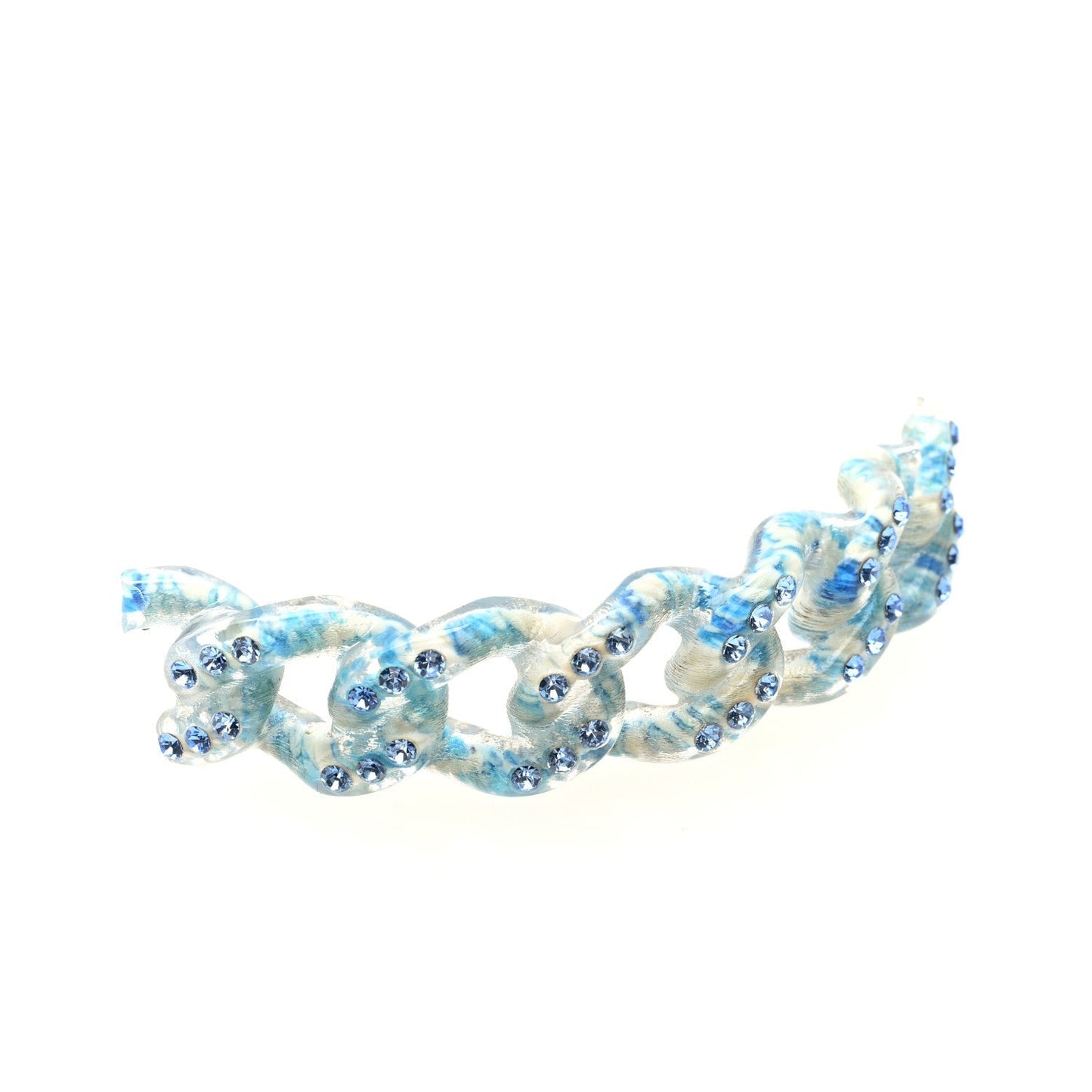 Satin Crystal Barocco Underwater Medusa Mini Bag White Blue