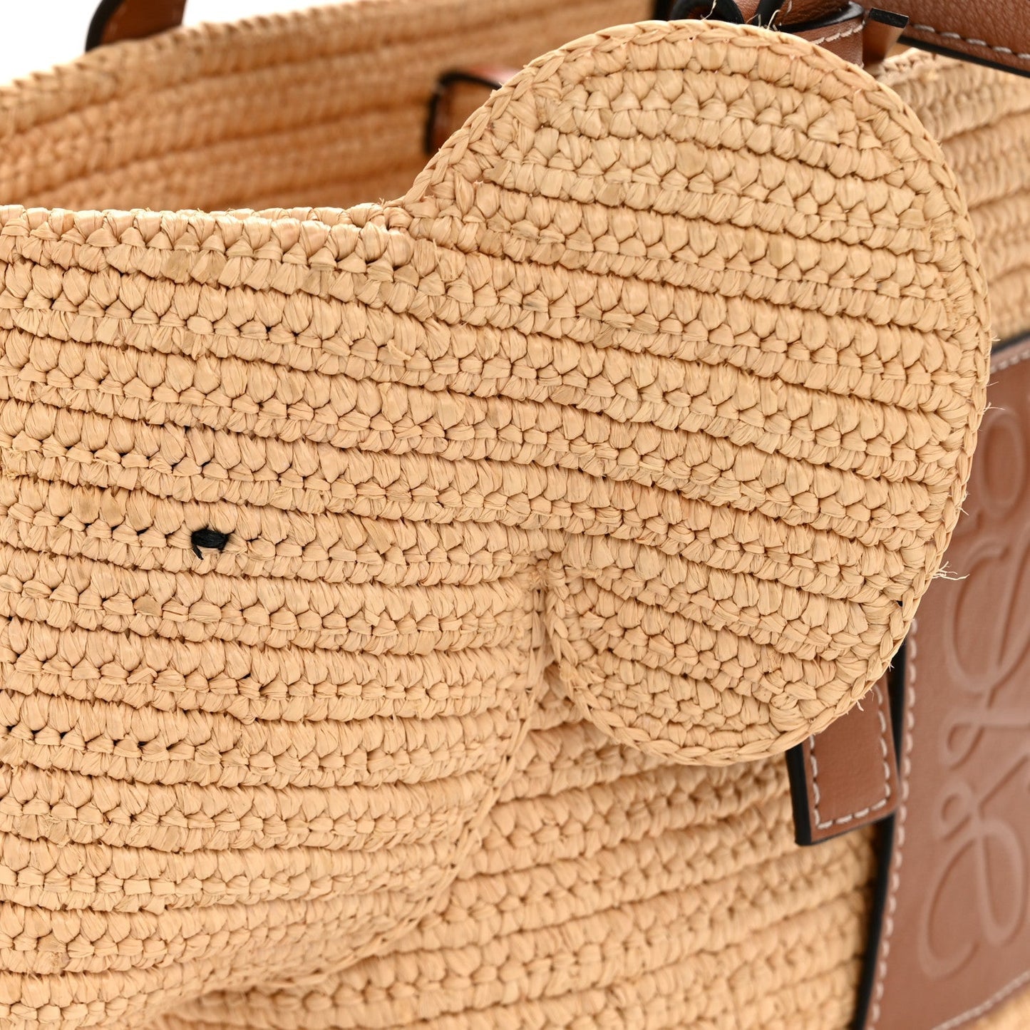 Raffia Small Elephant Basket Tote Bag Natural Tan
