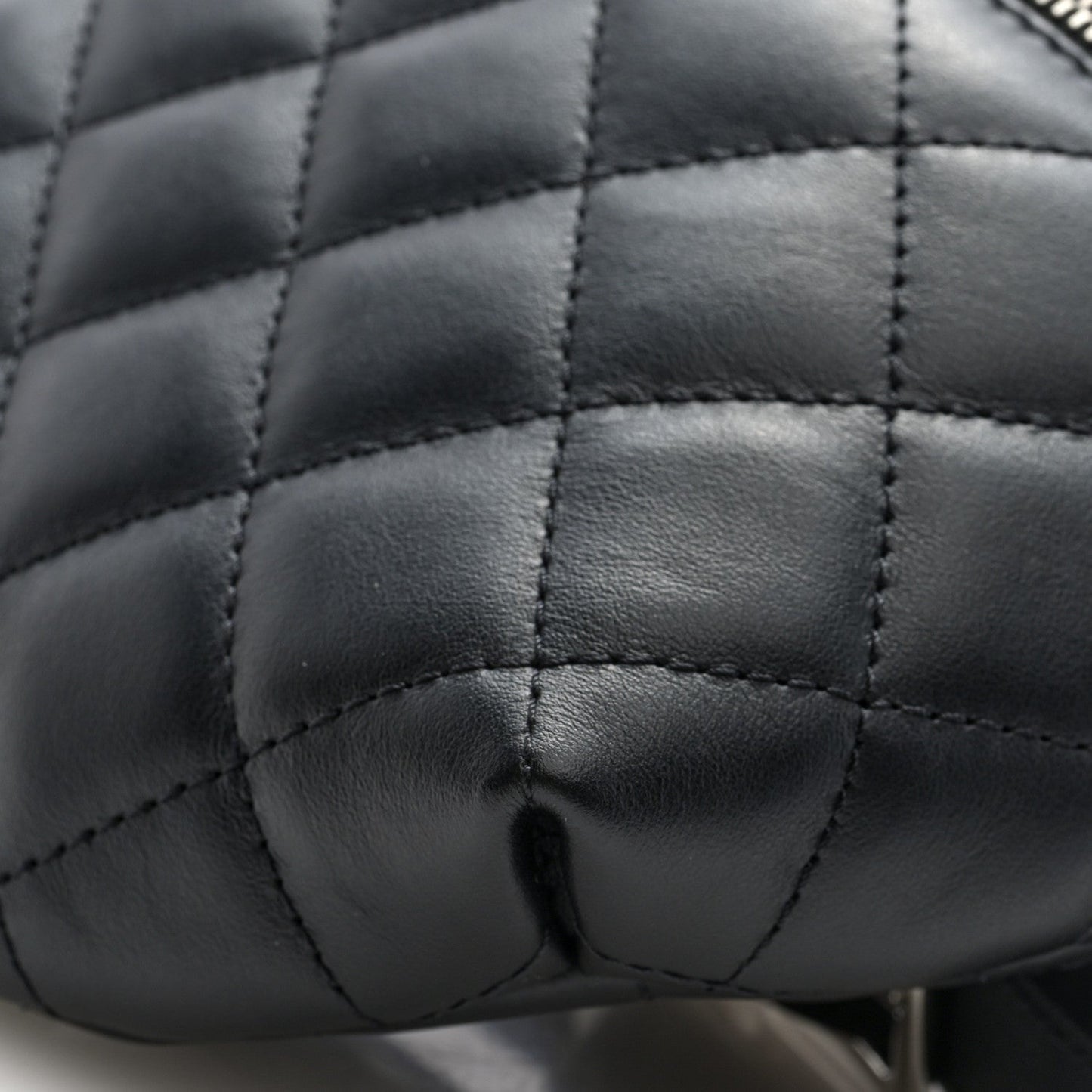 Lambskin Quilted Waist Belt Bag Black