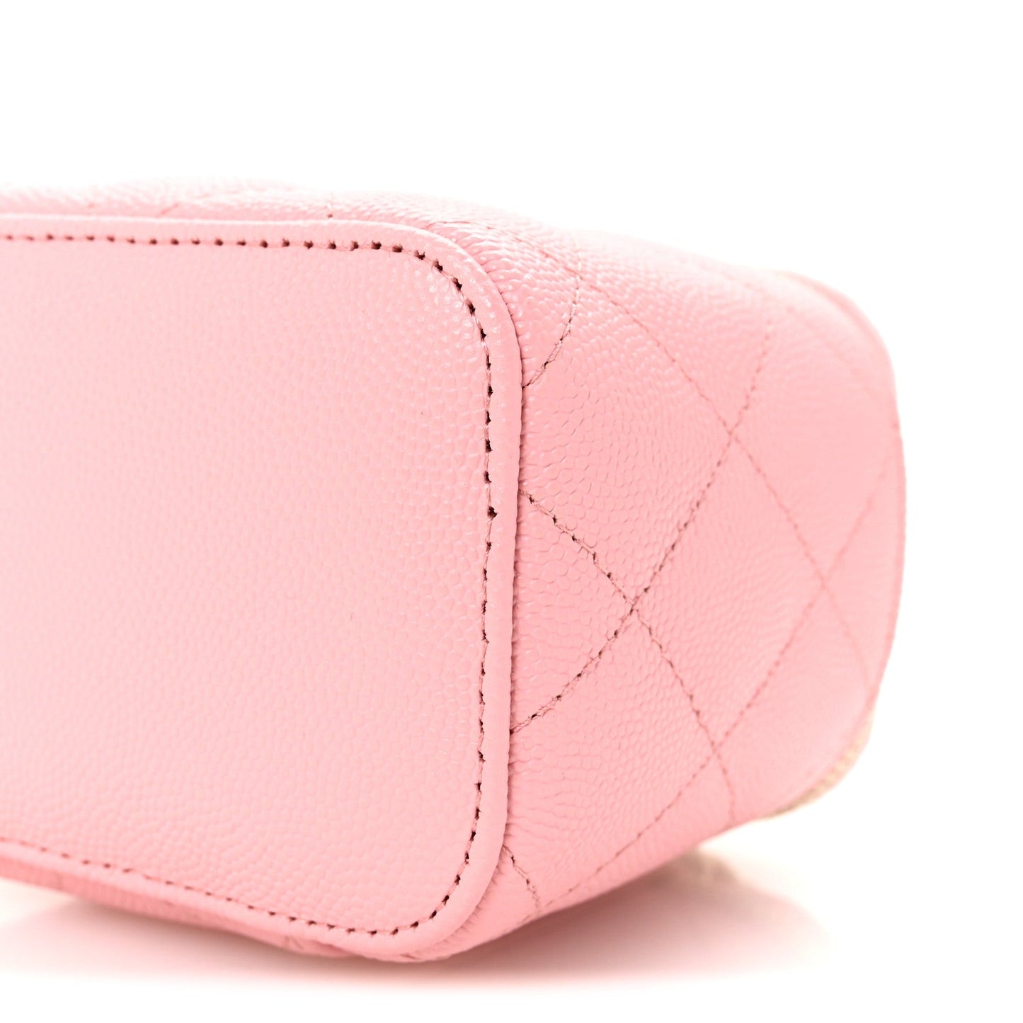 Caviar Quilted Mini Vanity Case With Chain Pink
