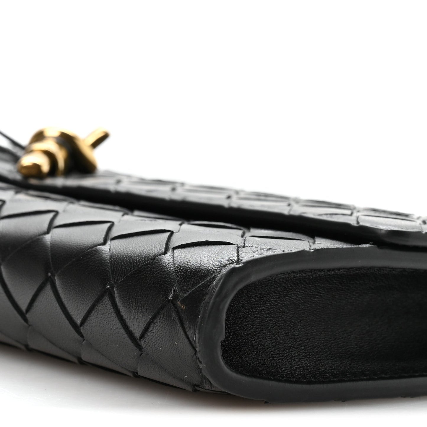 Nappa Intrecciato Long Andiamo Top Handle Clutch Black