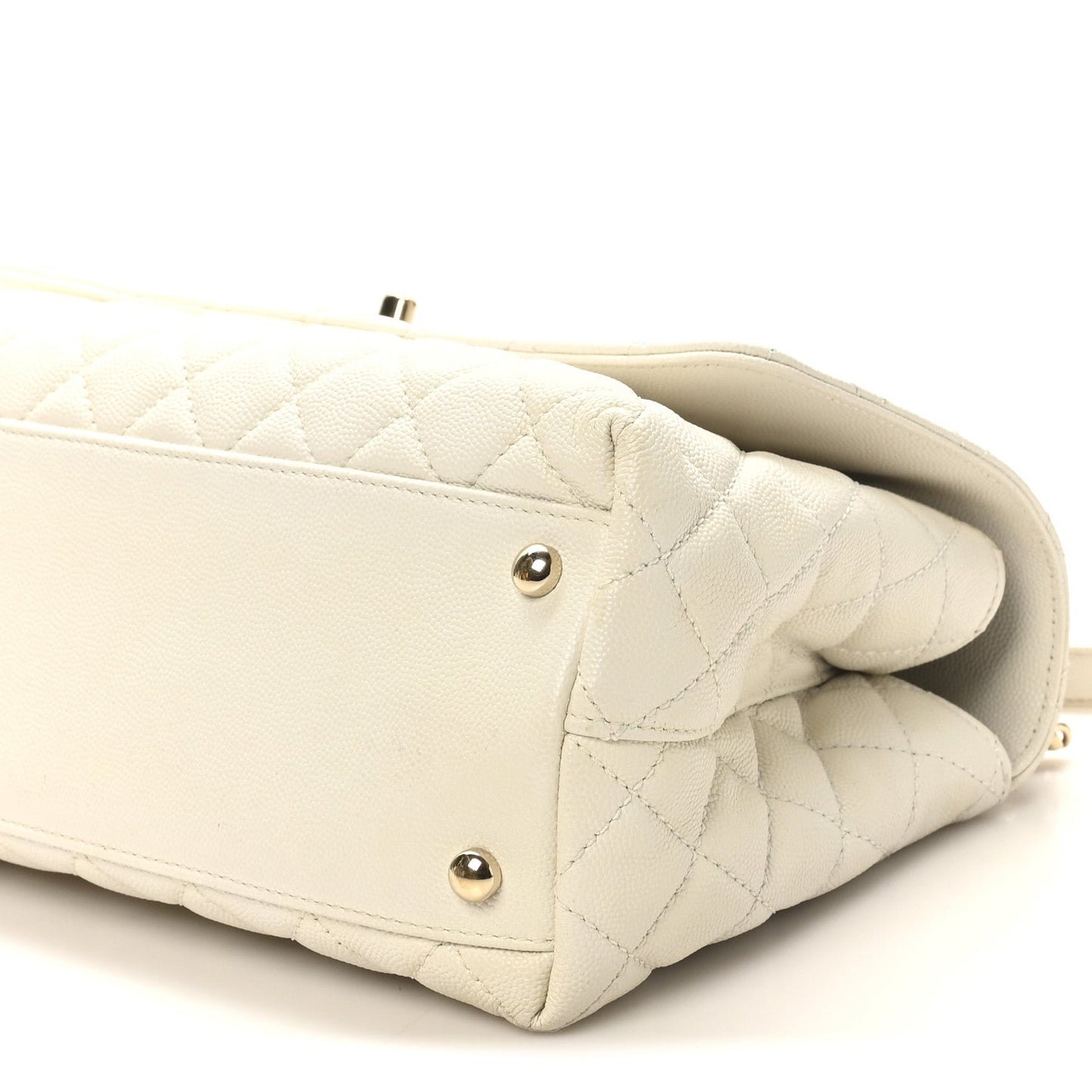 Caviar Quilted Small Coco Handle Flap White