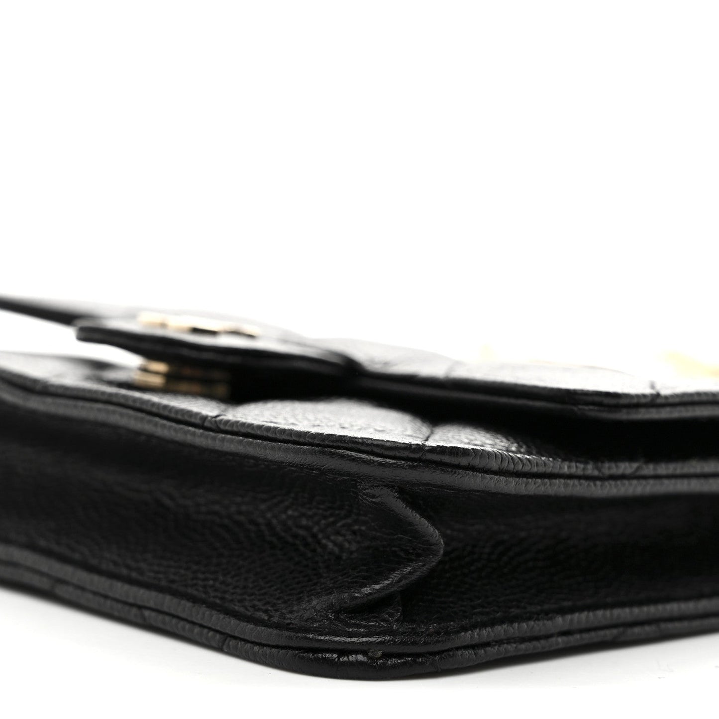 Caviar Quilted Mini Clutch With Chain Black