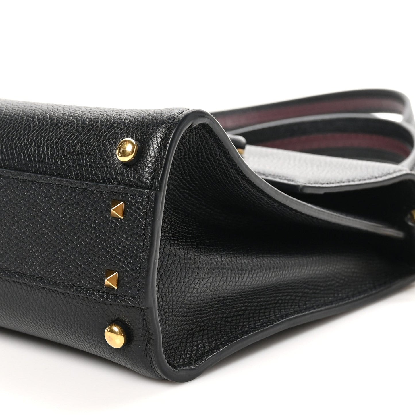 Grainy Calfskin Small VSling Top Handle Bag Black