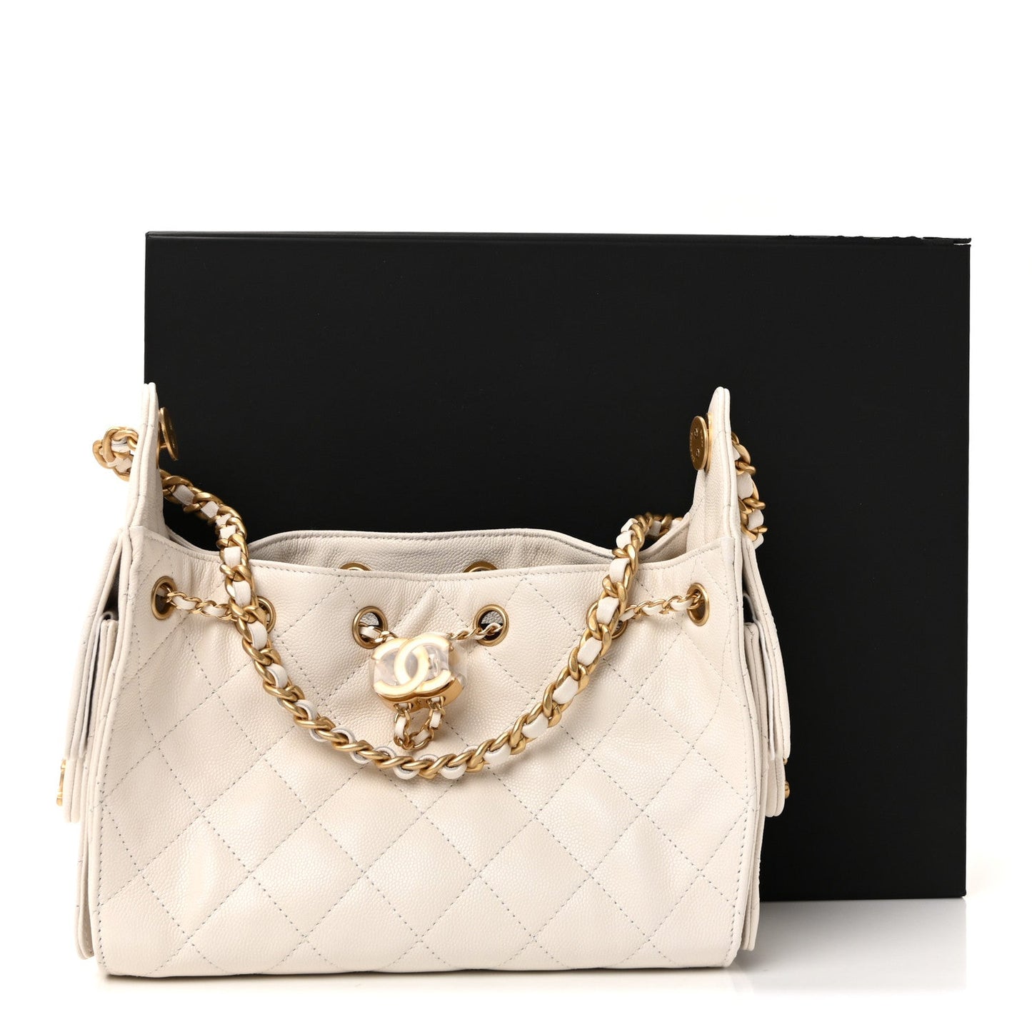 Caviar Quilted Mini Chanel 25 Handbag White
