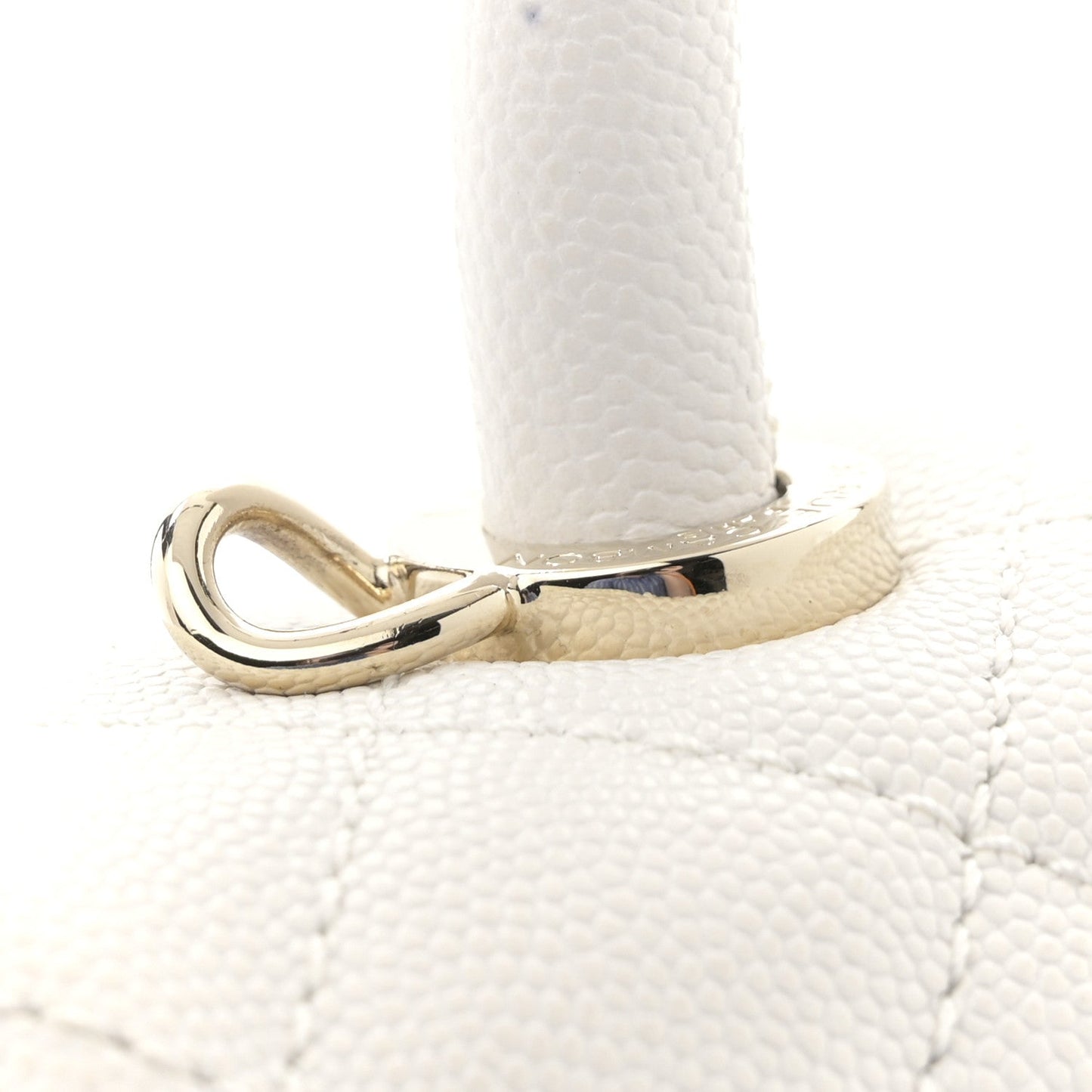 Caviar Quilted Small Coco Handle Flap White