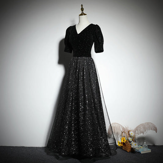 A-line black evening dress new prom dress party gowns fg193