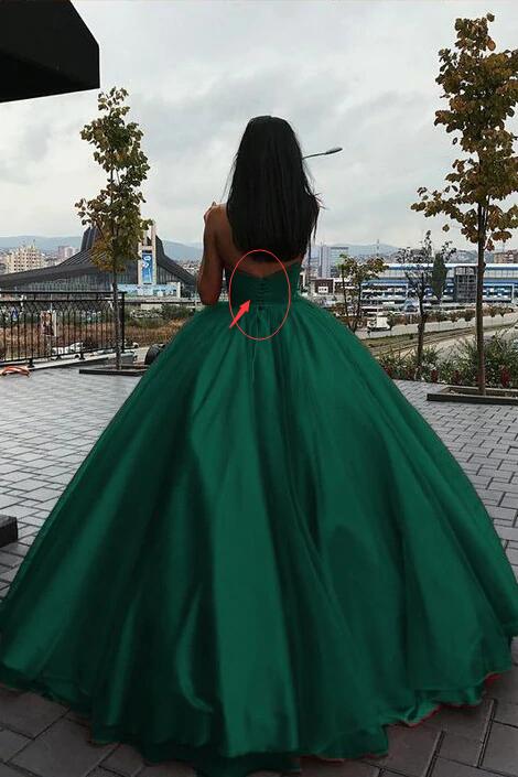Green Ball Gowns Organza Green Puffy Prom Dresses