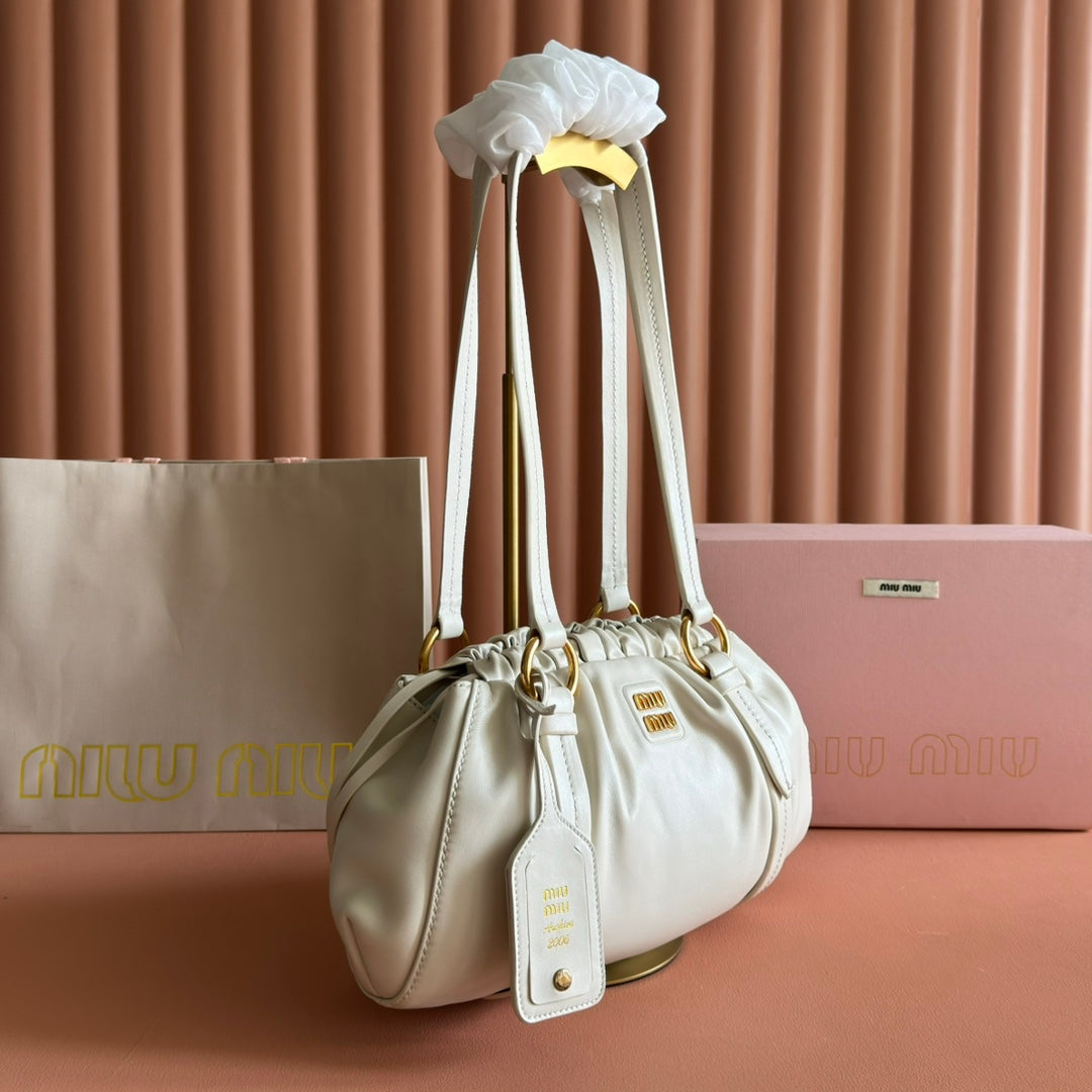 Miu Joie Shoulder Bag White Nappa Leather