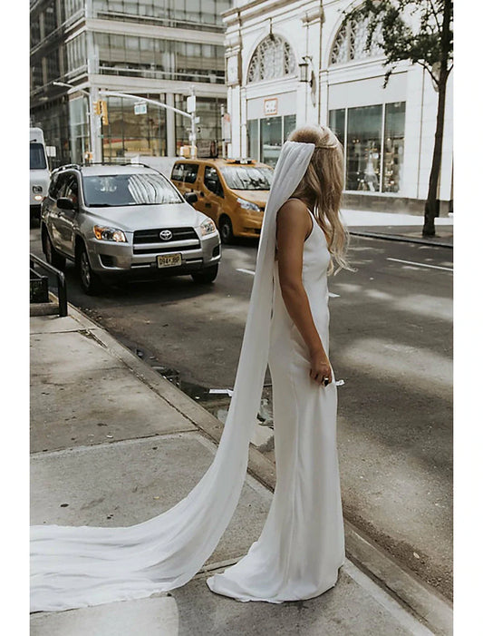 - Single layer minimalist/classic style wedding cathedral veil solid color 110.24 inch (280 cm) chiffon dress leaving a deep impression on 2026