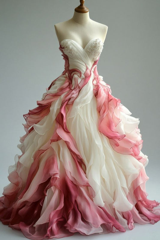A Line Ball Gown Tulle Long Prom Dress Evening Formal Dress