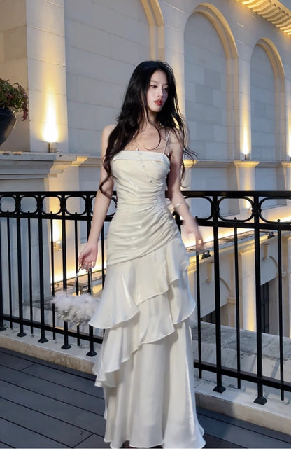 luxury spaghetti straps dress mermaid evening gowns birthday dress    S5932