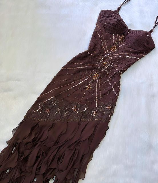 Spaghetti Straps Chiffon Prom Dresses With Beads Long Evening Gowns