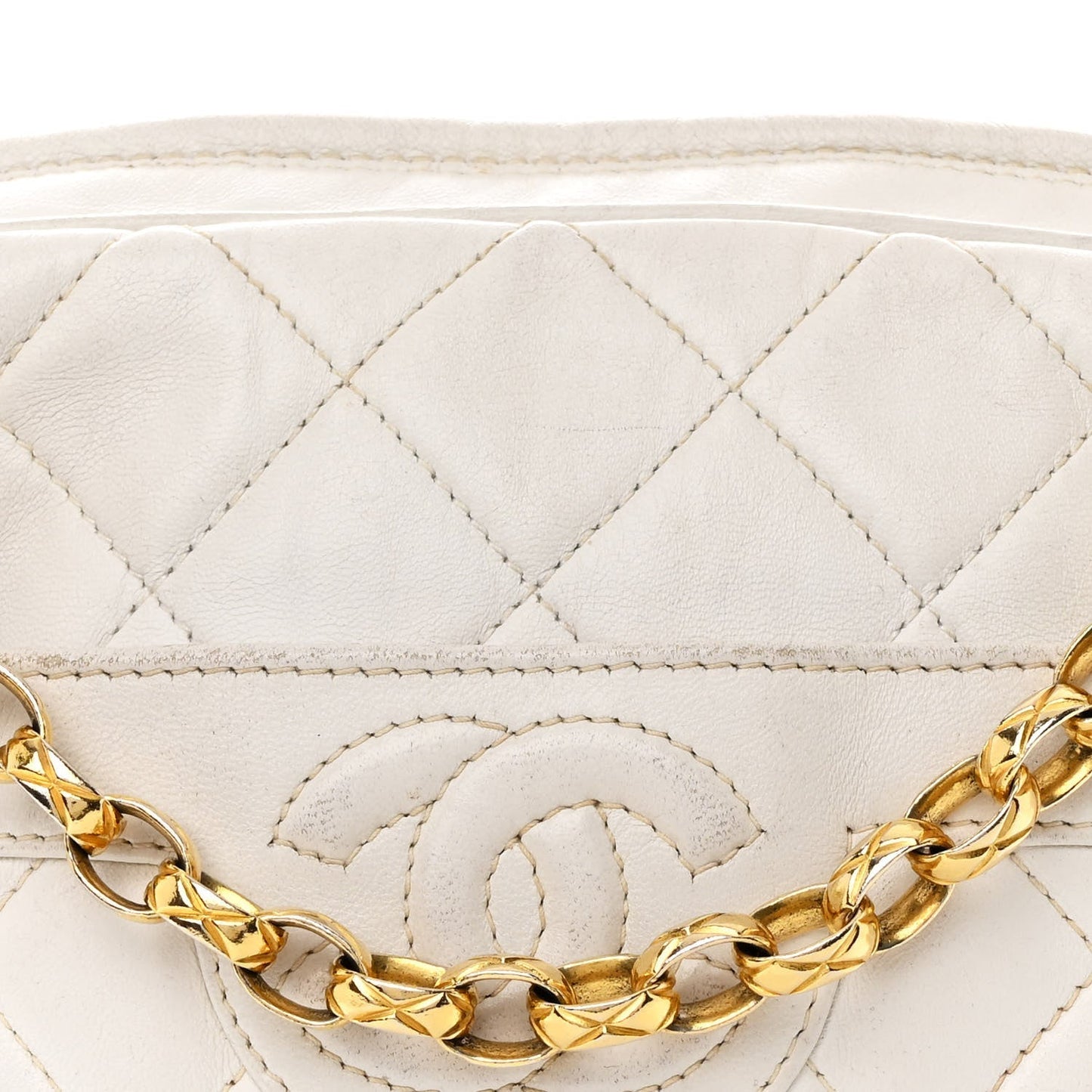 Lambskin Quilted Tassel Camera Case White