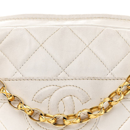 Lambskin Quilted Tassel Camera Case White