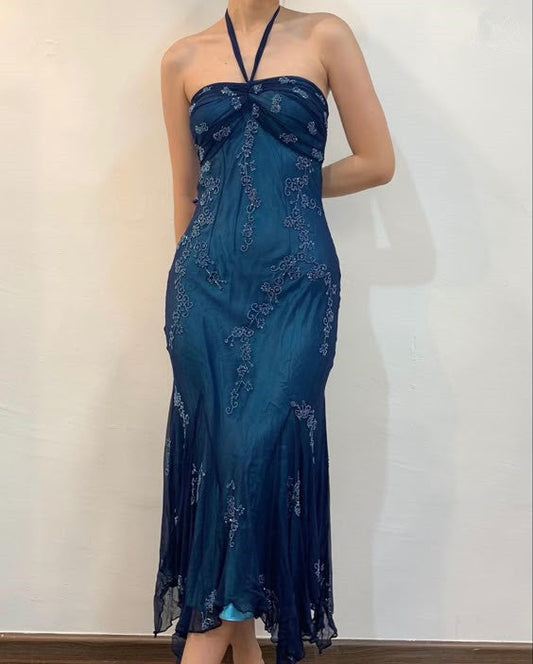Halter Long Prom Party Dress Evening Gown