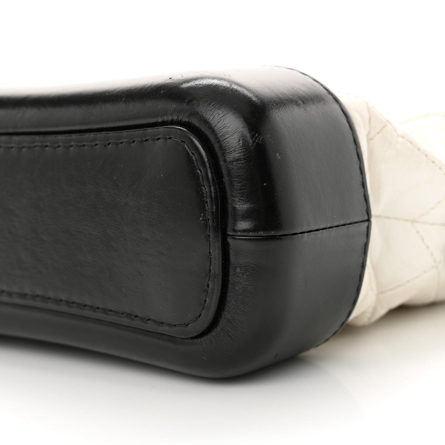 Aged Calfskin Quilted Small Gabrielle Hobo Black White