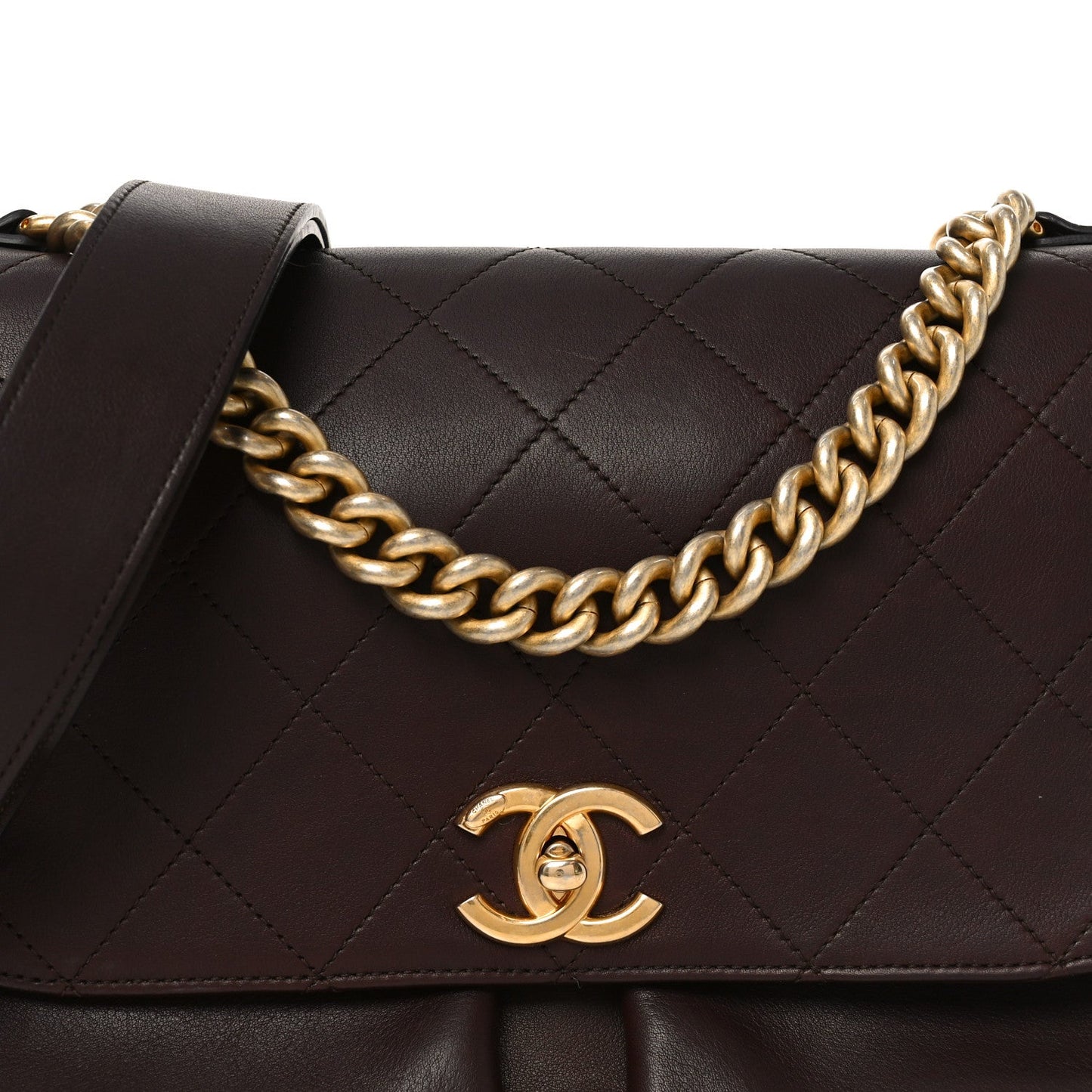 Calfskin Stitched Small Paris in Rome Messenger Brown