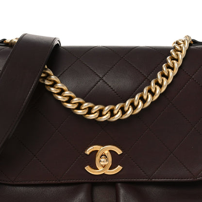 Calfskin Stitched Small Paris in Rome Messenger Brown
