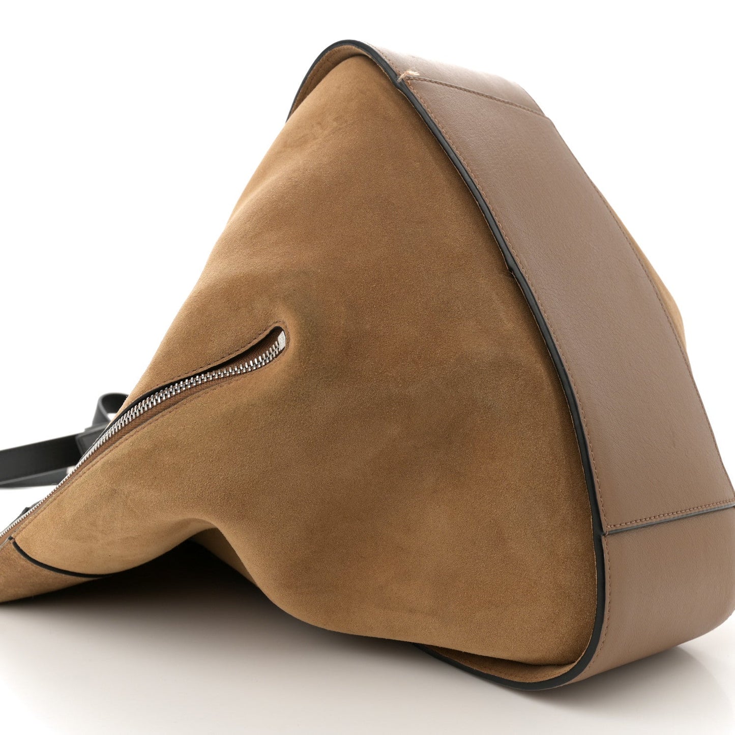 Calfskin Suede Hammock Shoulder Bag Oak Dark Gold Black