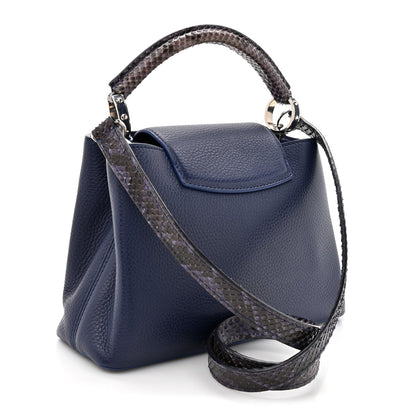 Taurillon Snakeskin Capucines BB Dark Blue