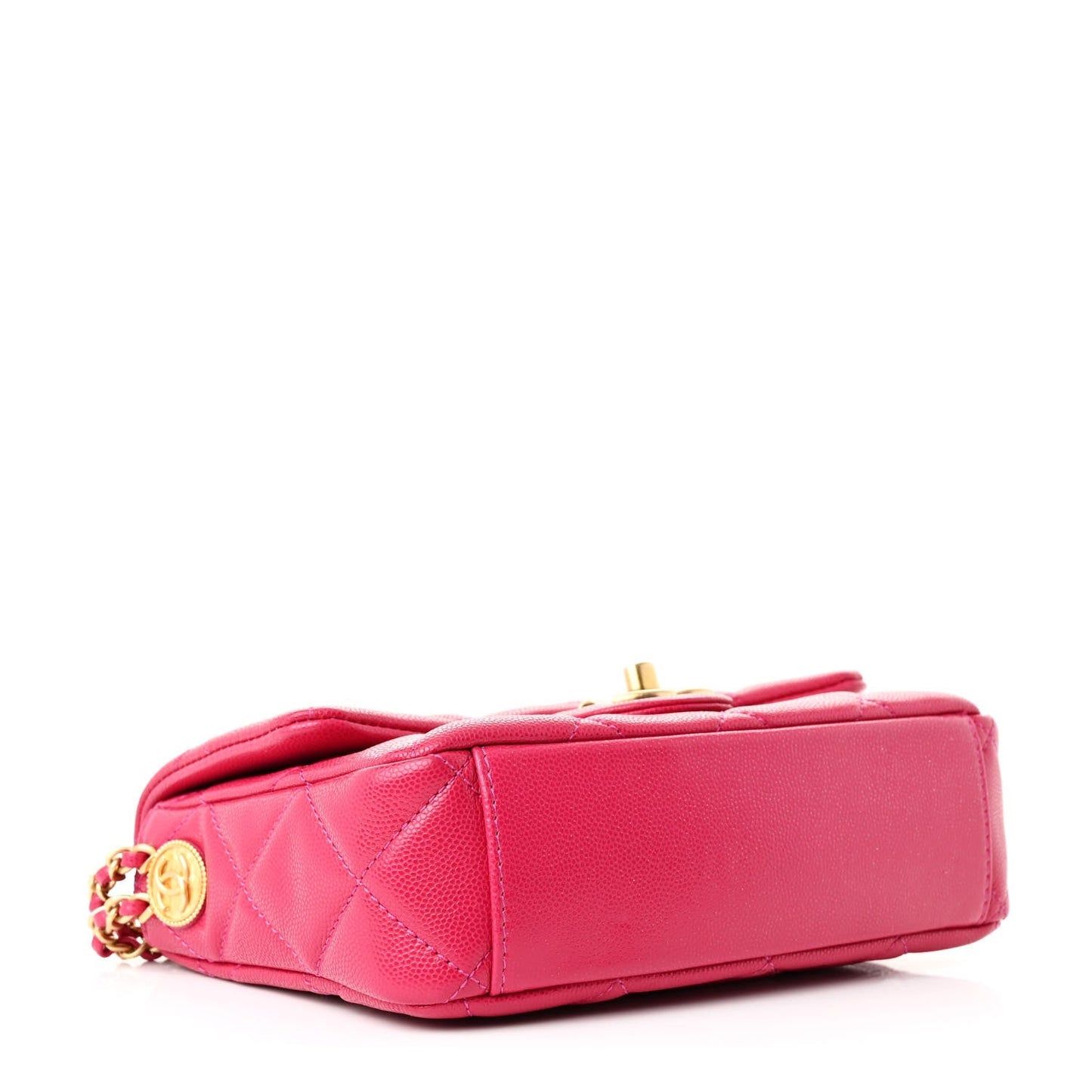 Caviar Quilted Small Twist Your Buttons Flap Fuchsia