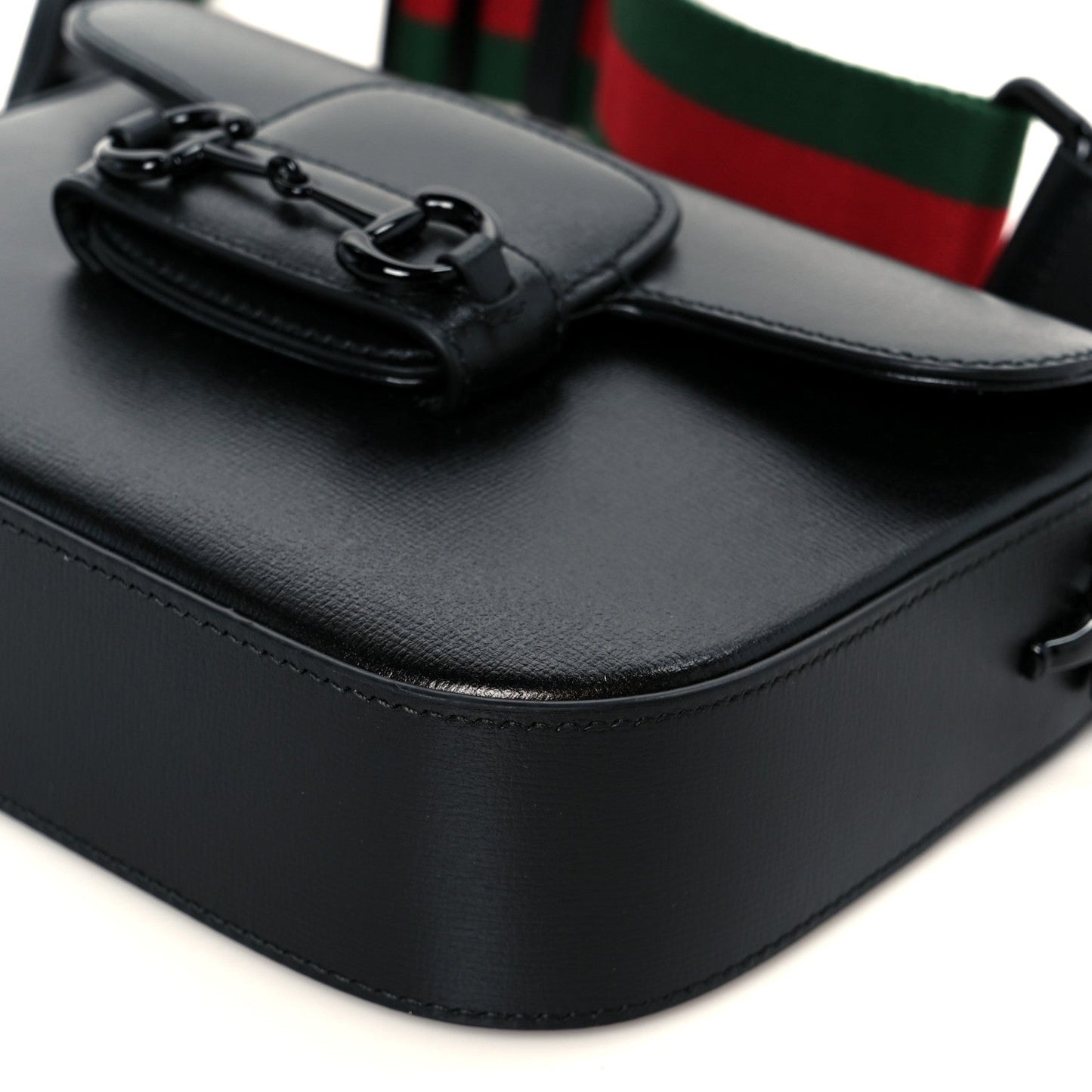 Azalea Calfskin Web Monochrome Small Horsebit 1955 Shoulder Bag Black